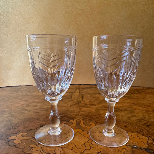 Vintage Webb Corbett Gothic Pattern Crystal Sherry Glasses Pair 