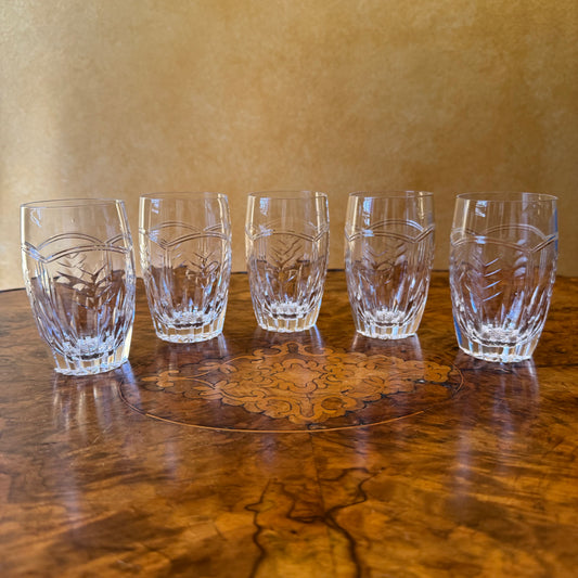 Vintage Webb Corbett Gothic Pattern Crystal Tumbler Glasses Set Of Five