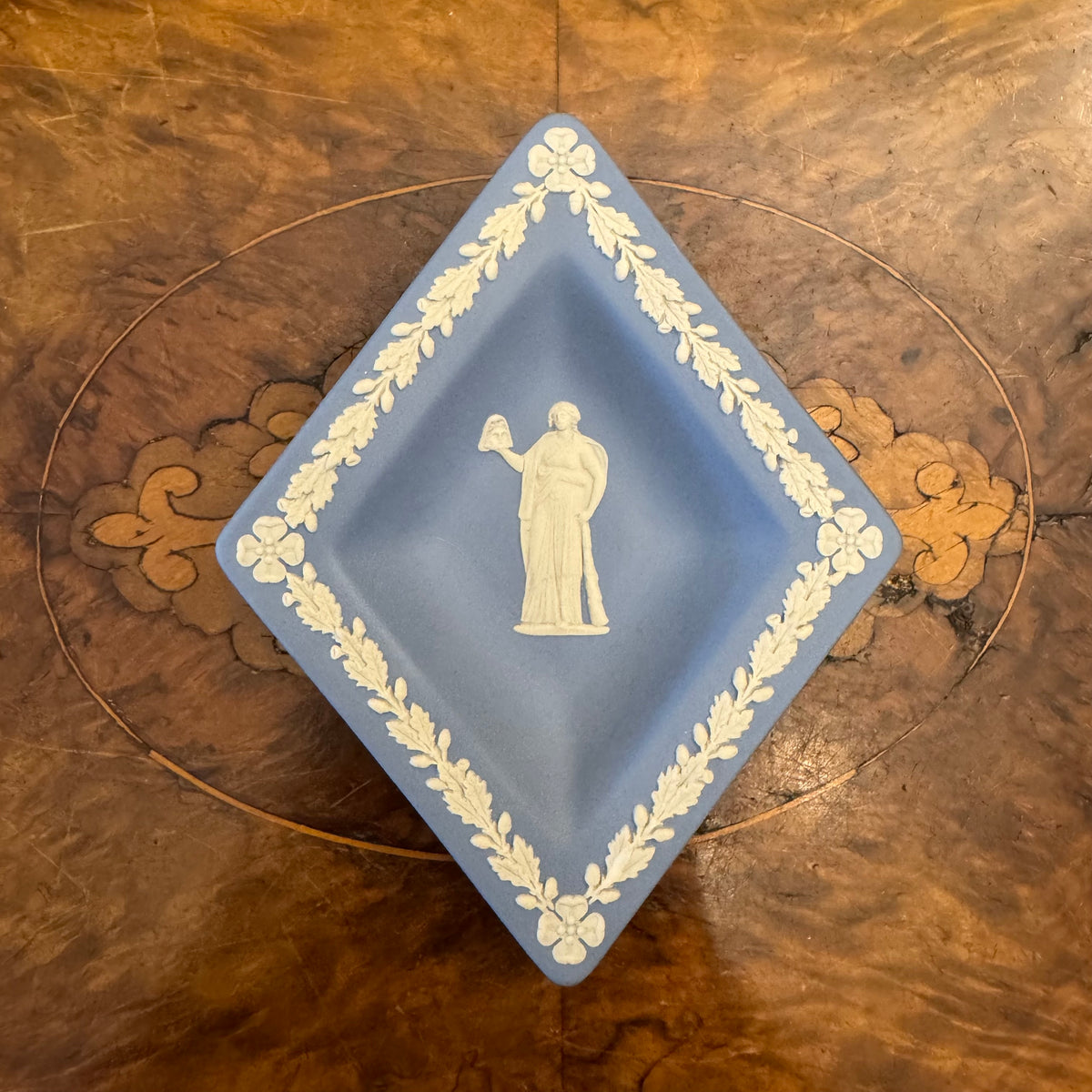 Vintage Wedgwood Blue Jasperware Diamond Shaped Dish 