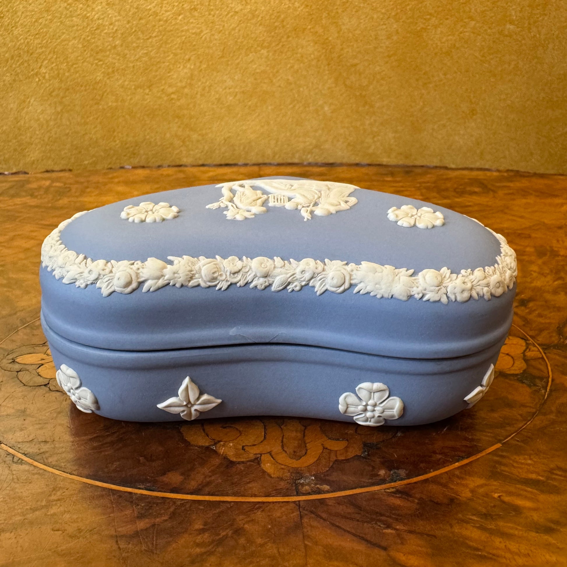 Vintage Wedgwood Blue Jasperware Heart Trinket