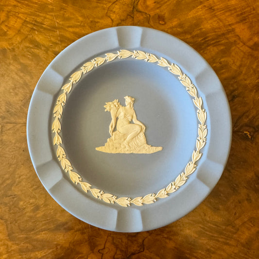 Vintage Wedgwood Blue Jasperware Lady Ashtray 