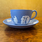 Vintage Wedgwood Blue Jasperware Tea Cup & Saucer 