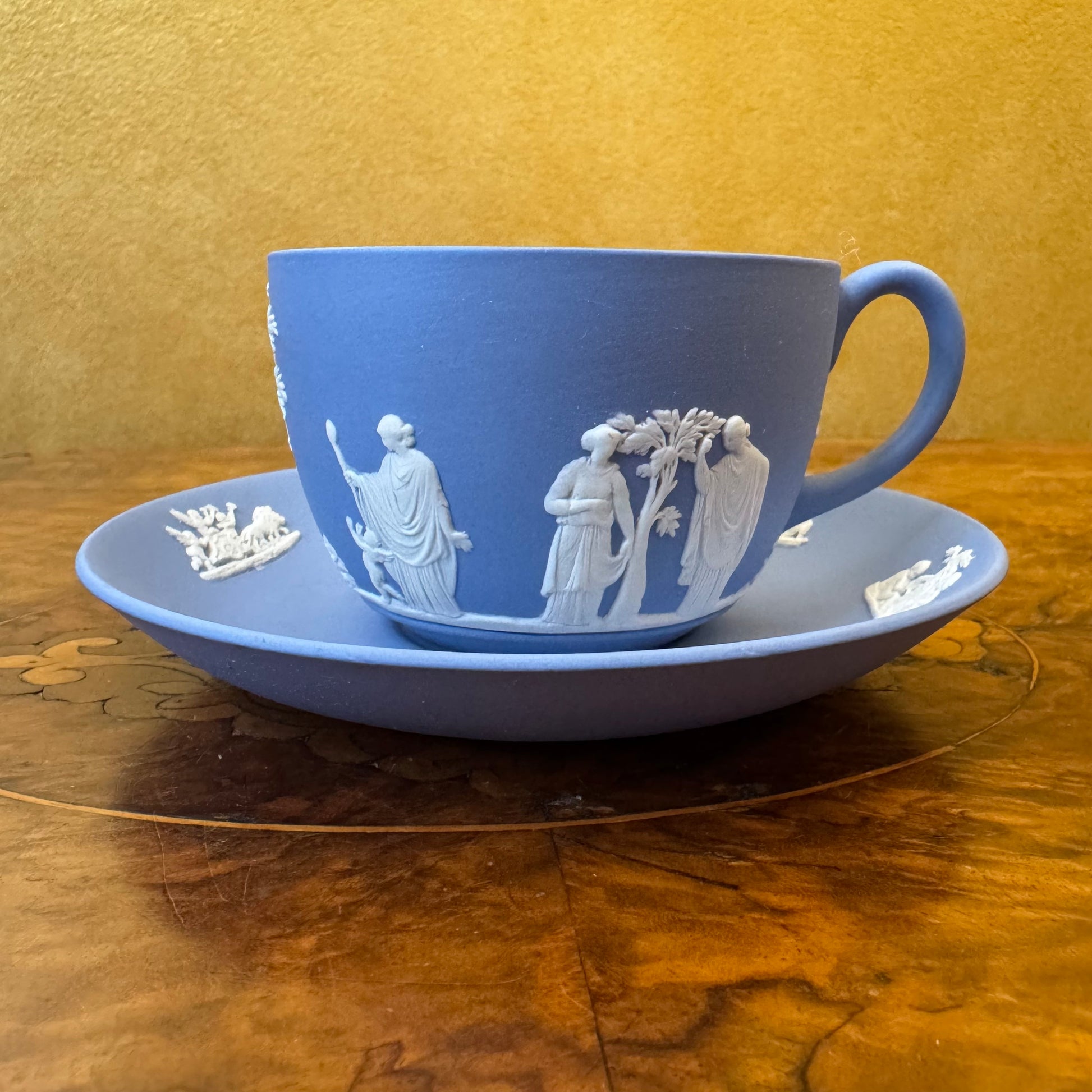 Vintage Wedgwood Blue Jasperware Tea Cup & Saucer 