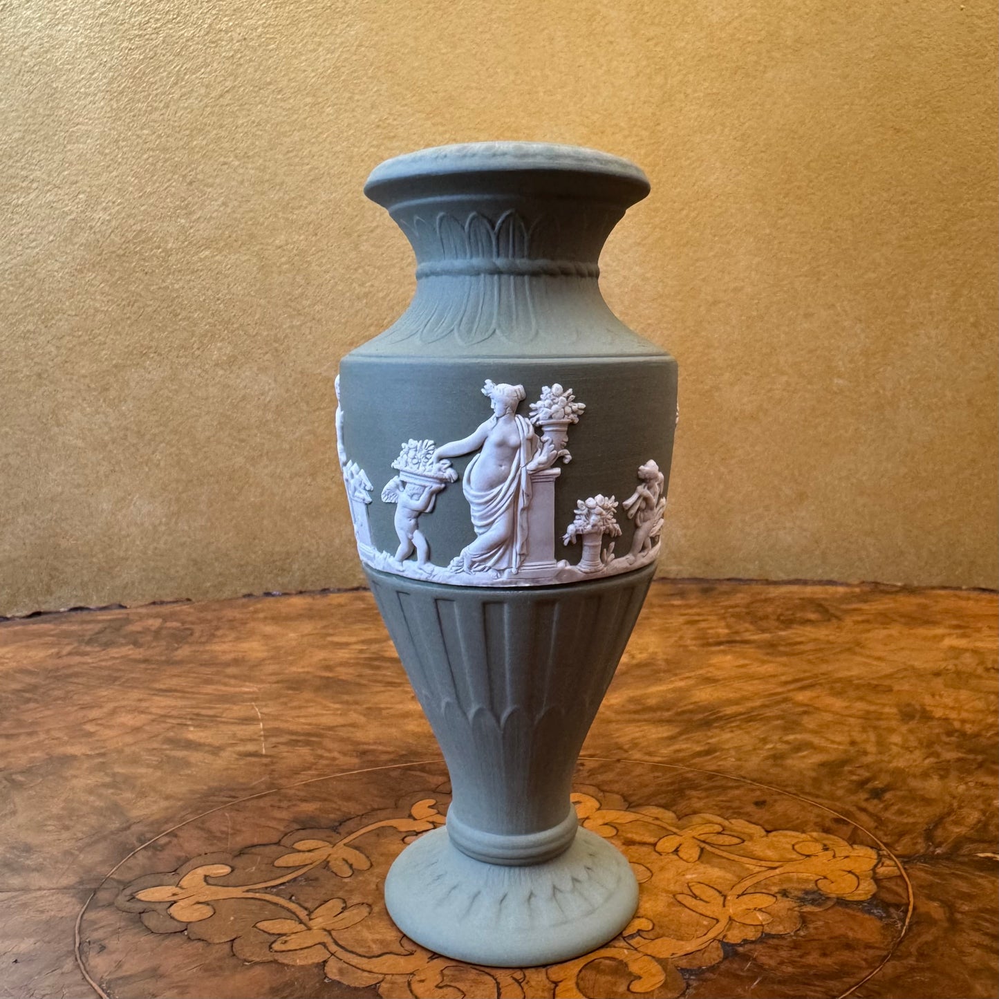 Vintage Wedgwood Green Jasperware Vase 