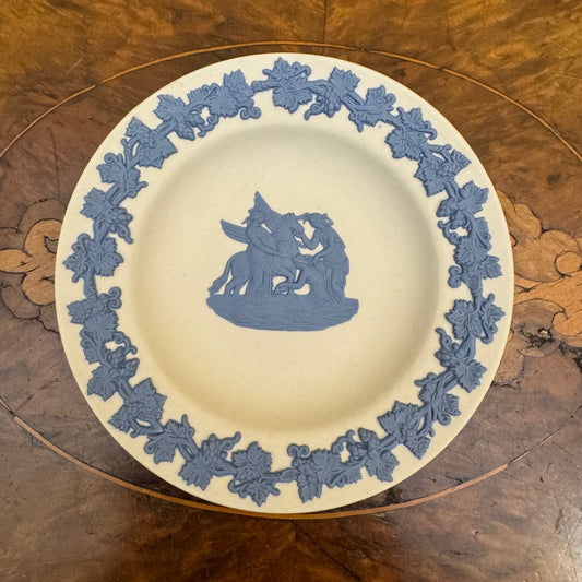 Vintage Wedgwood Japerware White With Blue Embossed Design Trinket Dish 