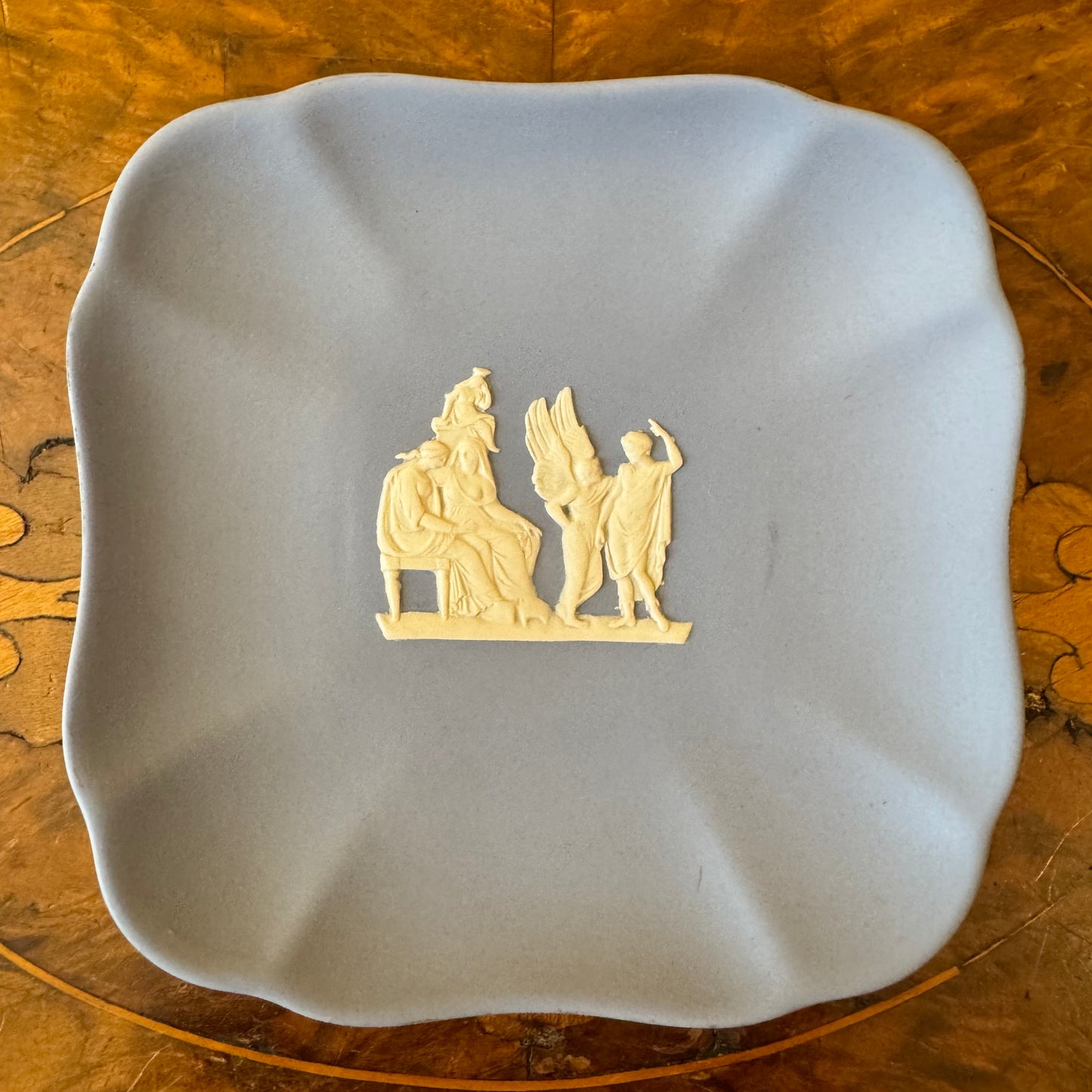 Vintage Wedgwood Jasperware Blue Curved Small Dish 