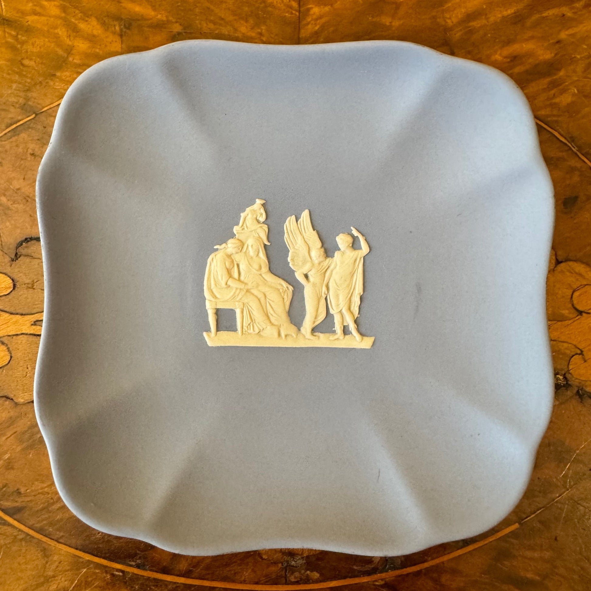 Vintage Wedgwood Jasperware Blue Curved Small Dish 