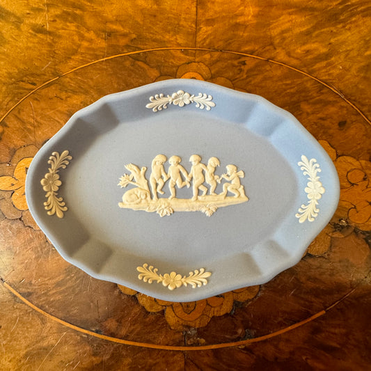 Vintage Wedgwood Jasperware Blue Trinket Dish 