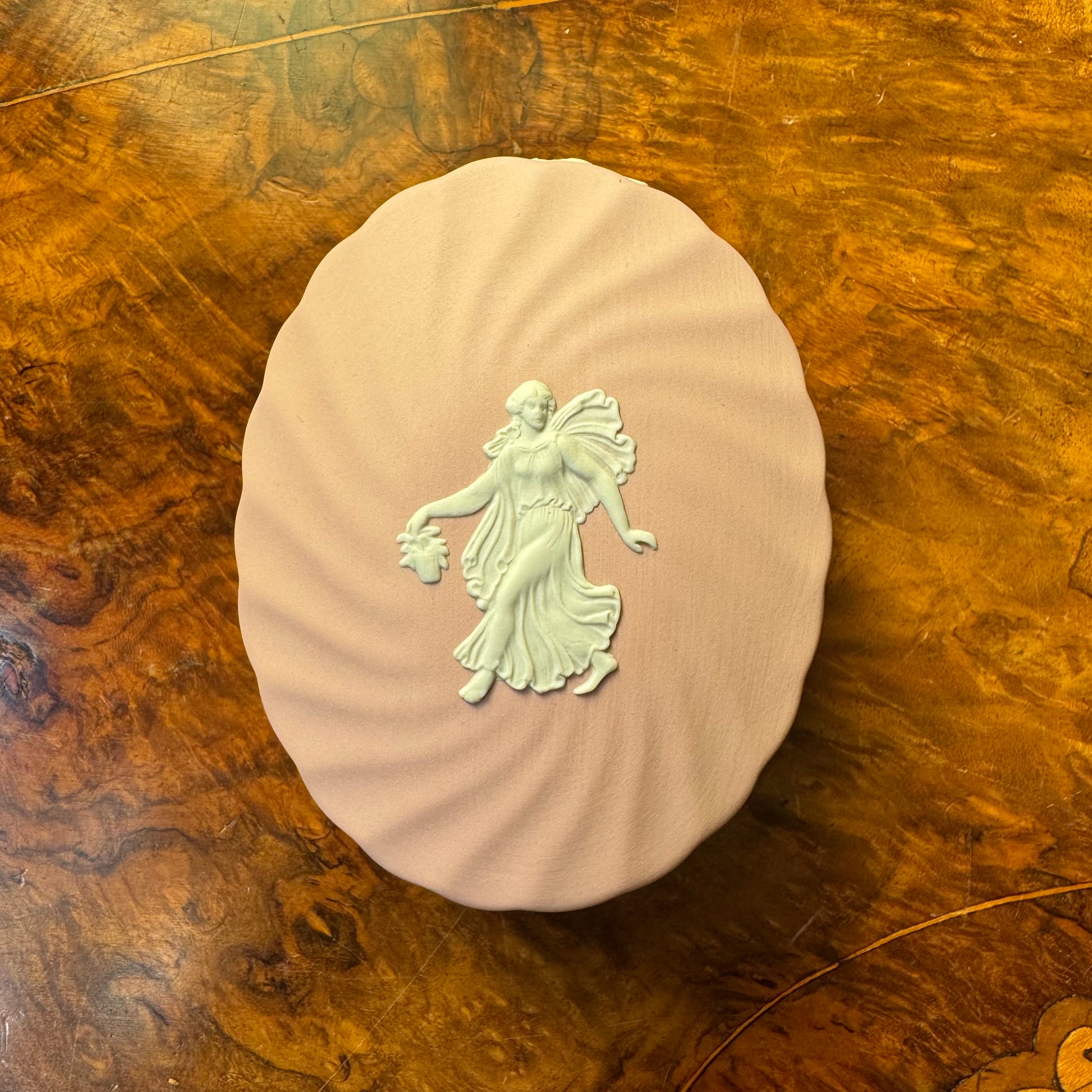 Vintage Wedgwood Pink Jasperware Dancing Hours Trinket Box 