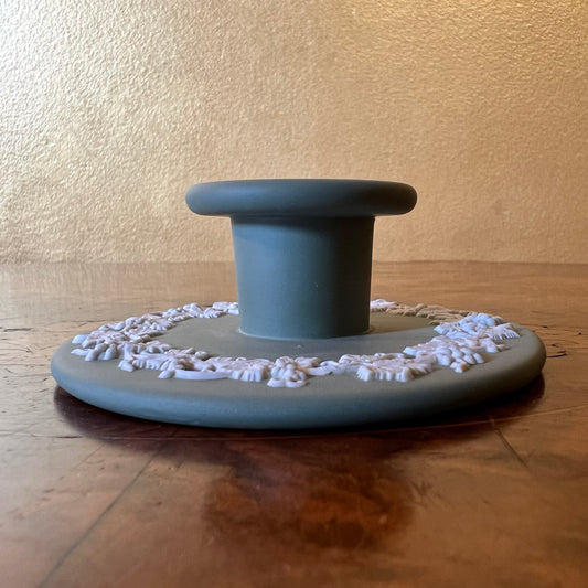 Vintage Wedgwood Sage Jasperware Candle Holder