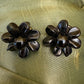 Vintage West Germany Black Flower Clip On Earrings 