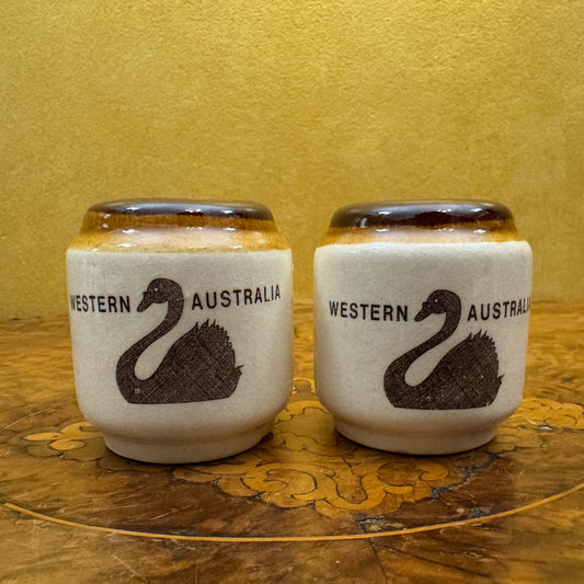 Vintage Western Australia Swan Print Salt & Pepper Shakers 