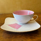 Vintage Westminster Pink Geometric Tea Cup & Saucer 