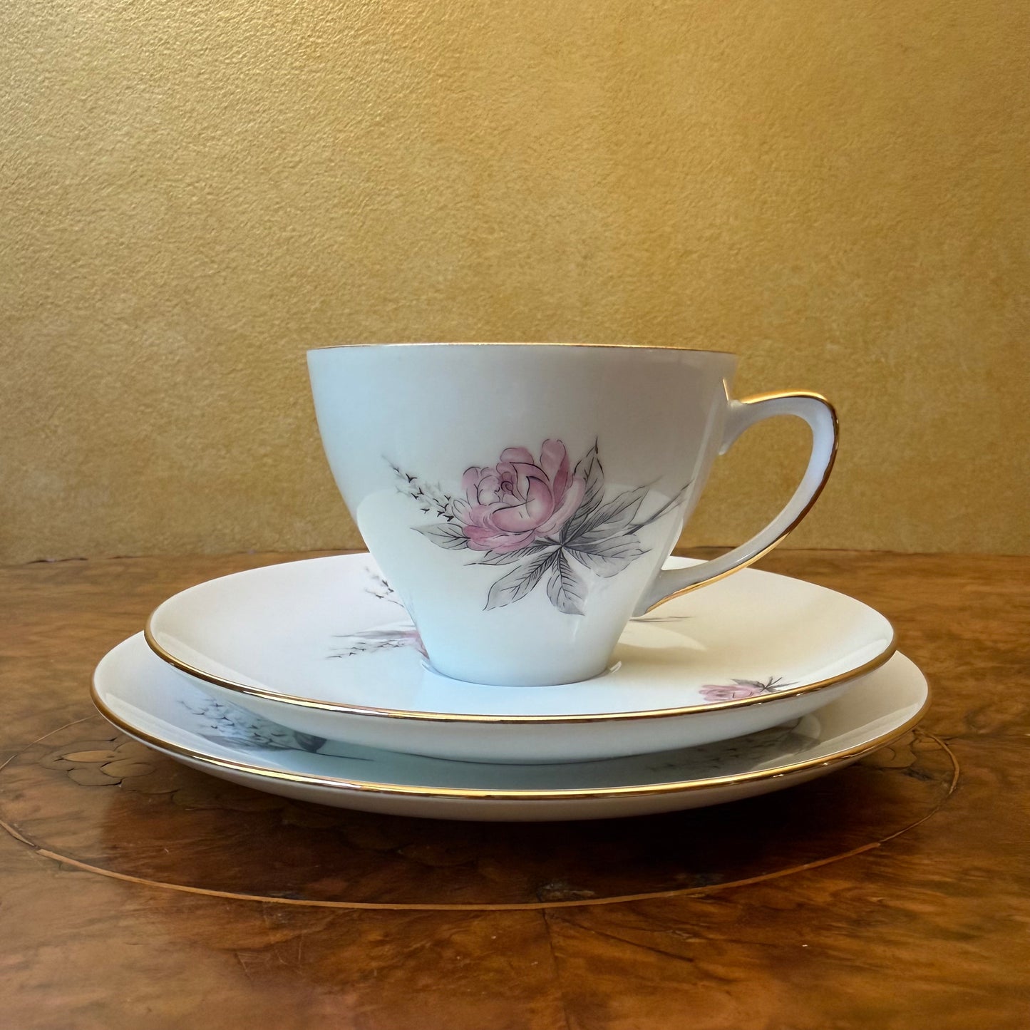Vintage Westminster Pink Rose Tea Cup Trio Set 
