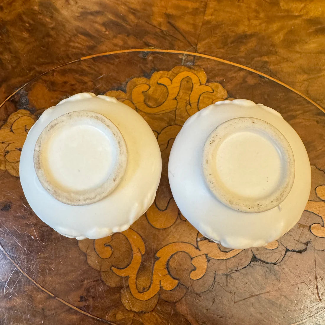 Vintage White Ceramic Miniature Bud Vase Pair