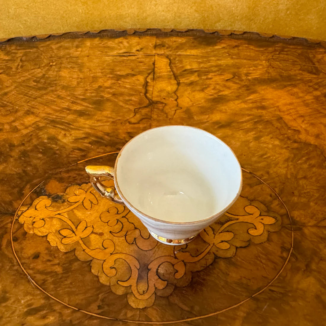 Vintage White Gold Demitasse Coffee Cup & Saucer