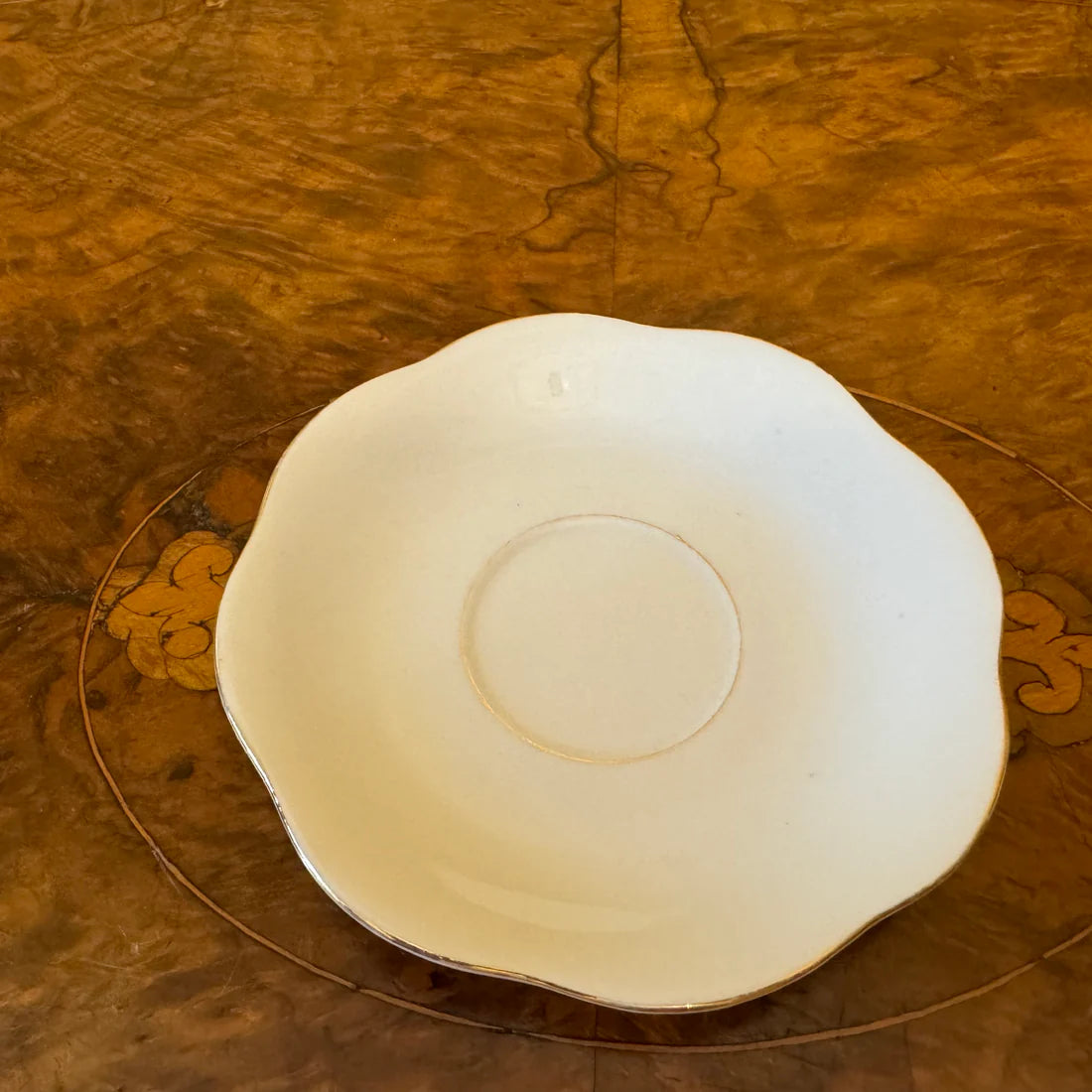 Vintage White Gold Demitasse Coffee Cup & Saucer