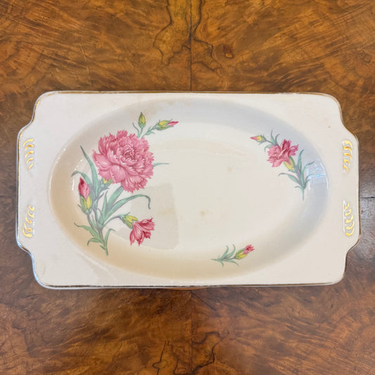 Vintage Woods Ivory Ware Carnation Print Rectangle Platter Tray 