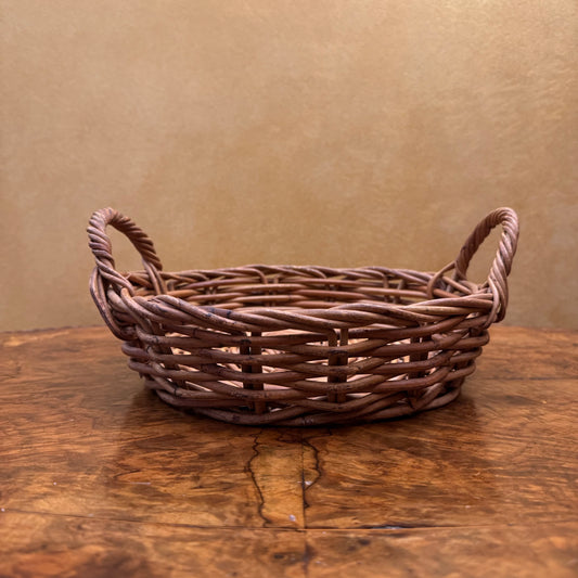 Vintage Woven Wicker Basket With Two Handles