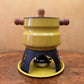 Vintage Yellow Fondue Pot Set With Skewers 