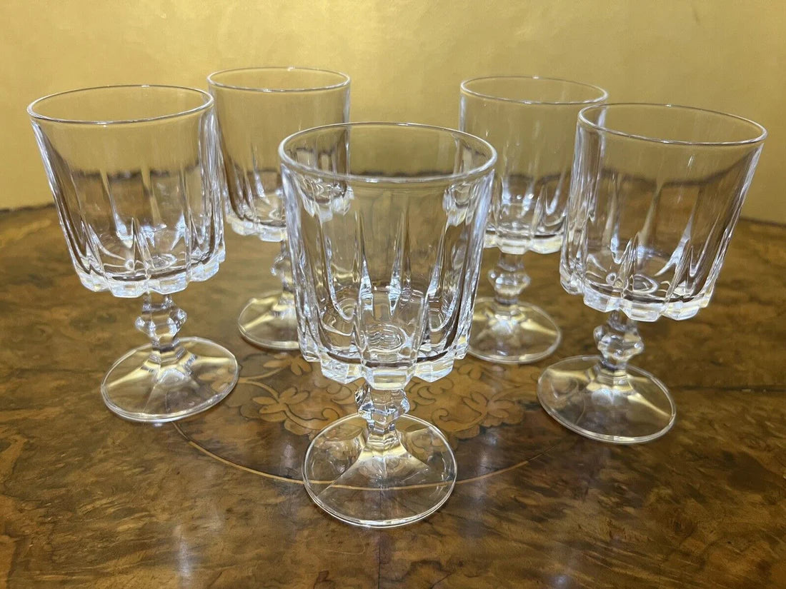 Vintage Crystal Small Wine Glasses Set of Five