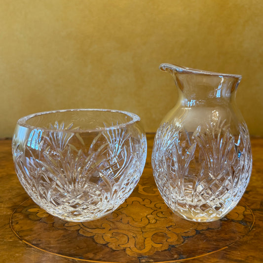 Waterford Pineapple Hospitality Crystal Milk Creamer Jug & Sugar Bowl 