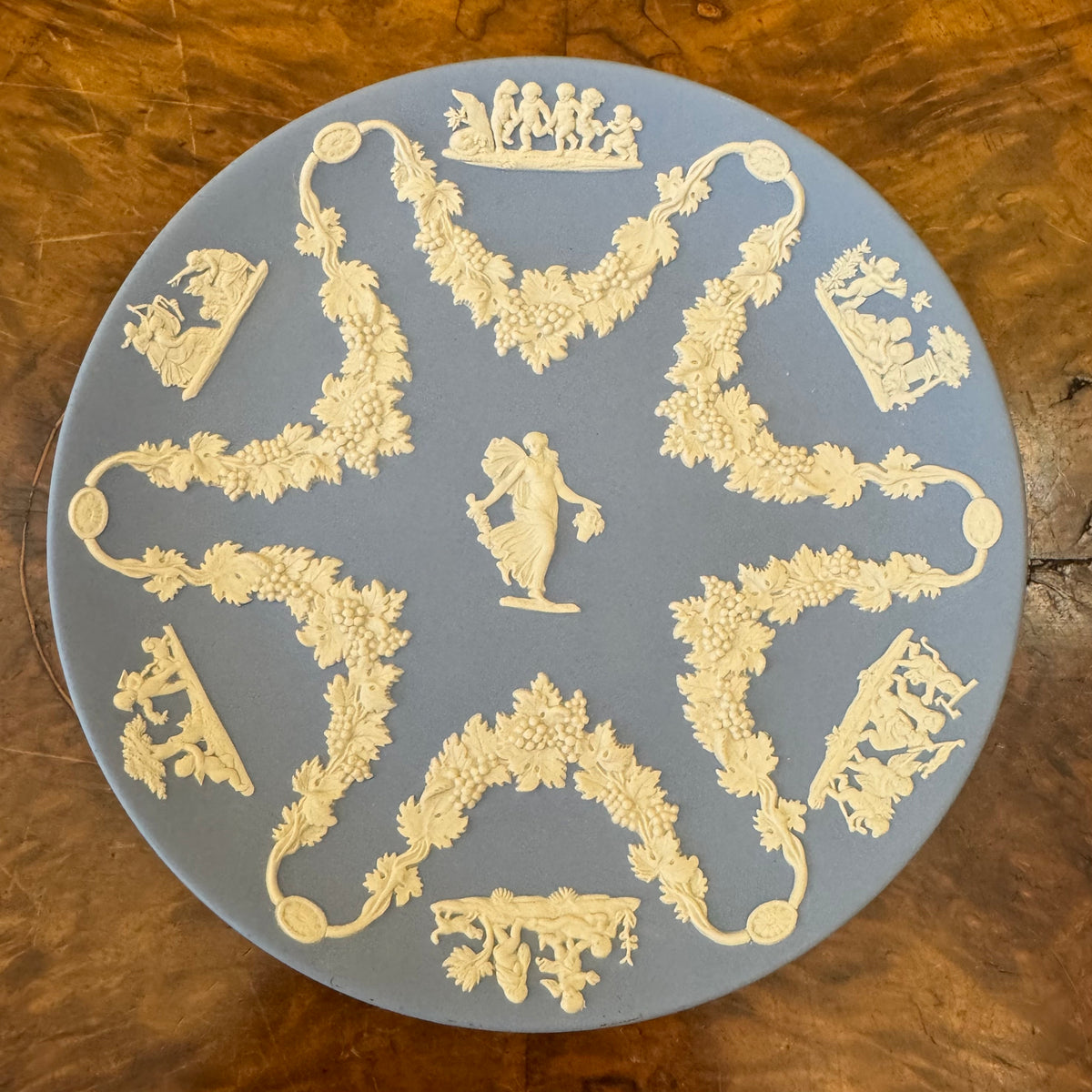 Wedgwood Blue Jasperware Collectors Society Lady Cherubs Collectors Plate 