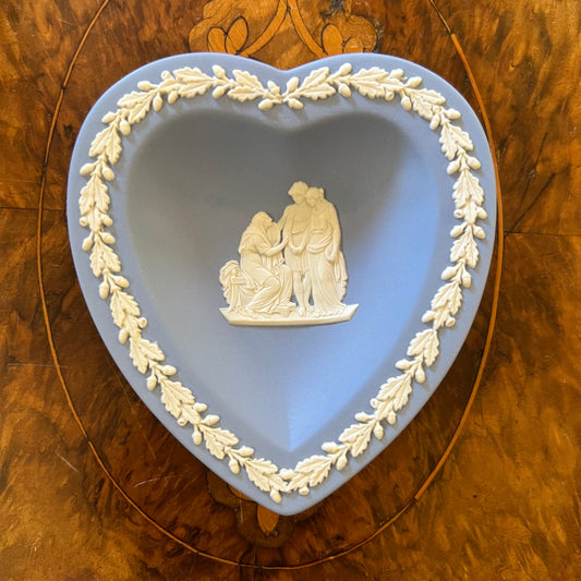 Wedgwood Blue Jasperware Heart Shape Dish