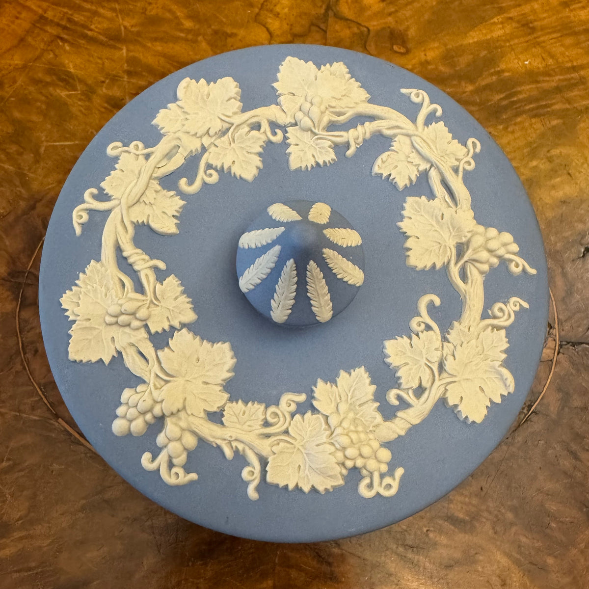 Wedgwood Blue Jasperware Round Trinket Box