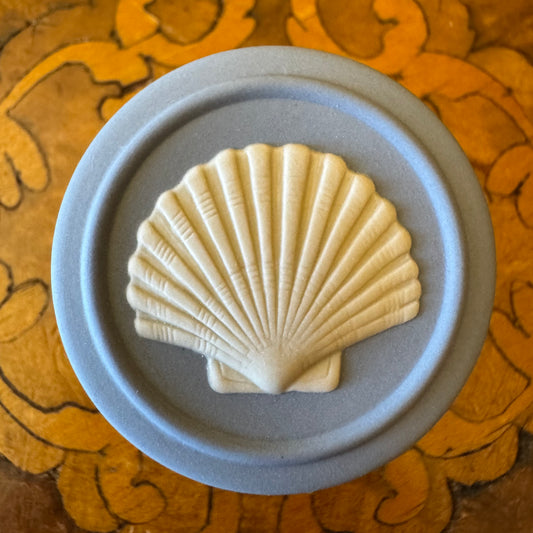 Wedgwood Blue Jasperware Shell Miniature Trinket Box 
