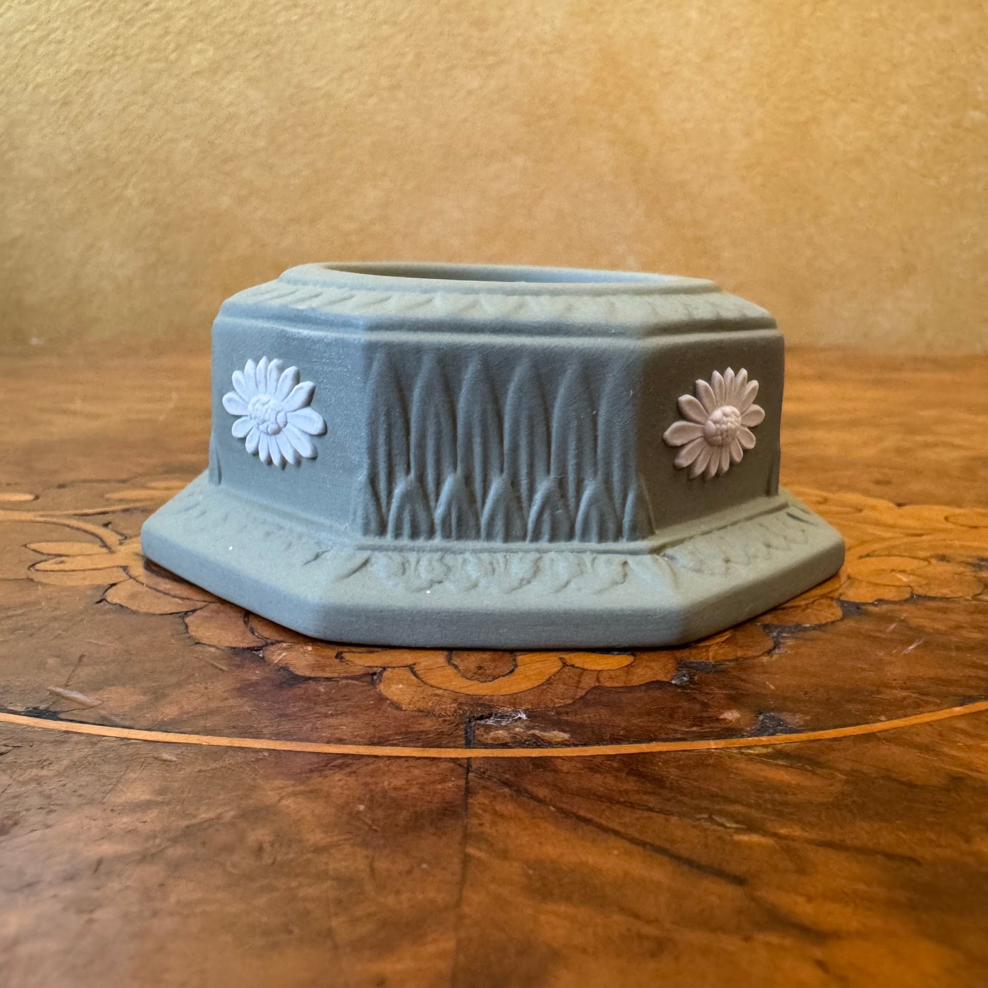 Wedgwood Green Jasperware Tea Light Candle Holder 