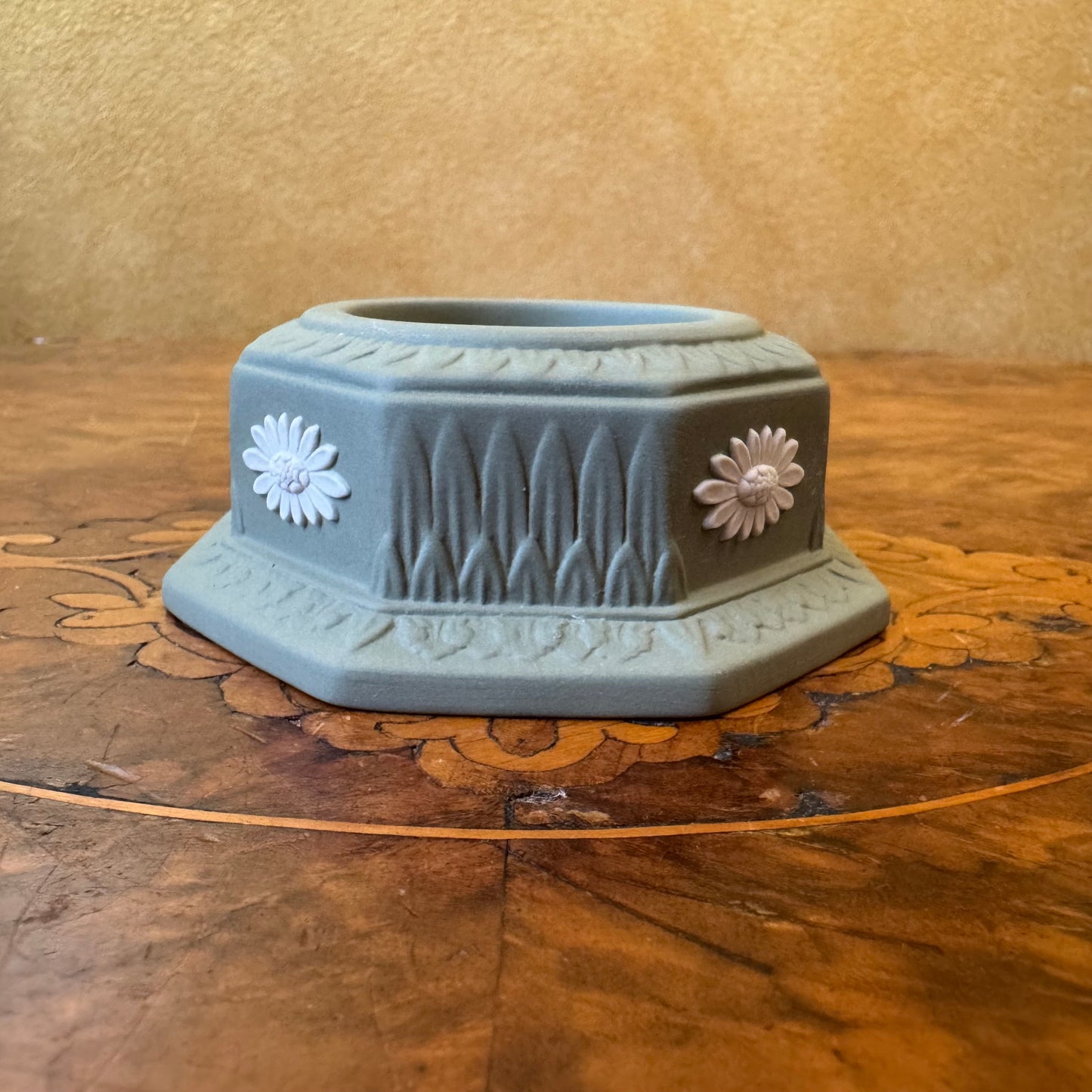 Wedgwood Green Jasperware Tea Light Holder 