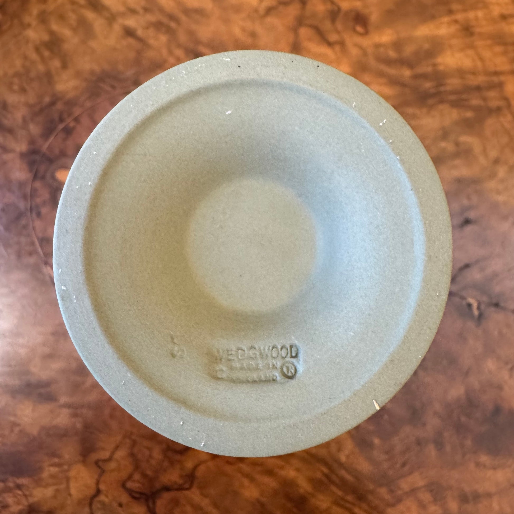 Wedgwood Green White Embossed Jasperware Vase Vintage 