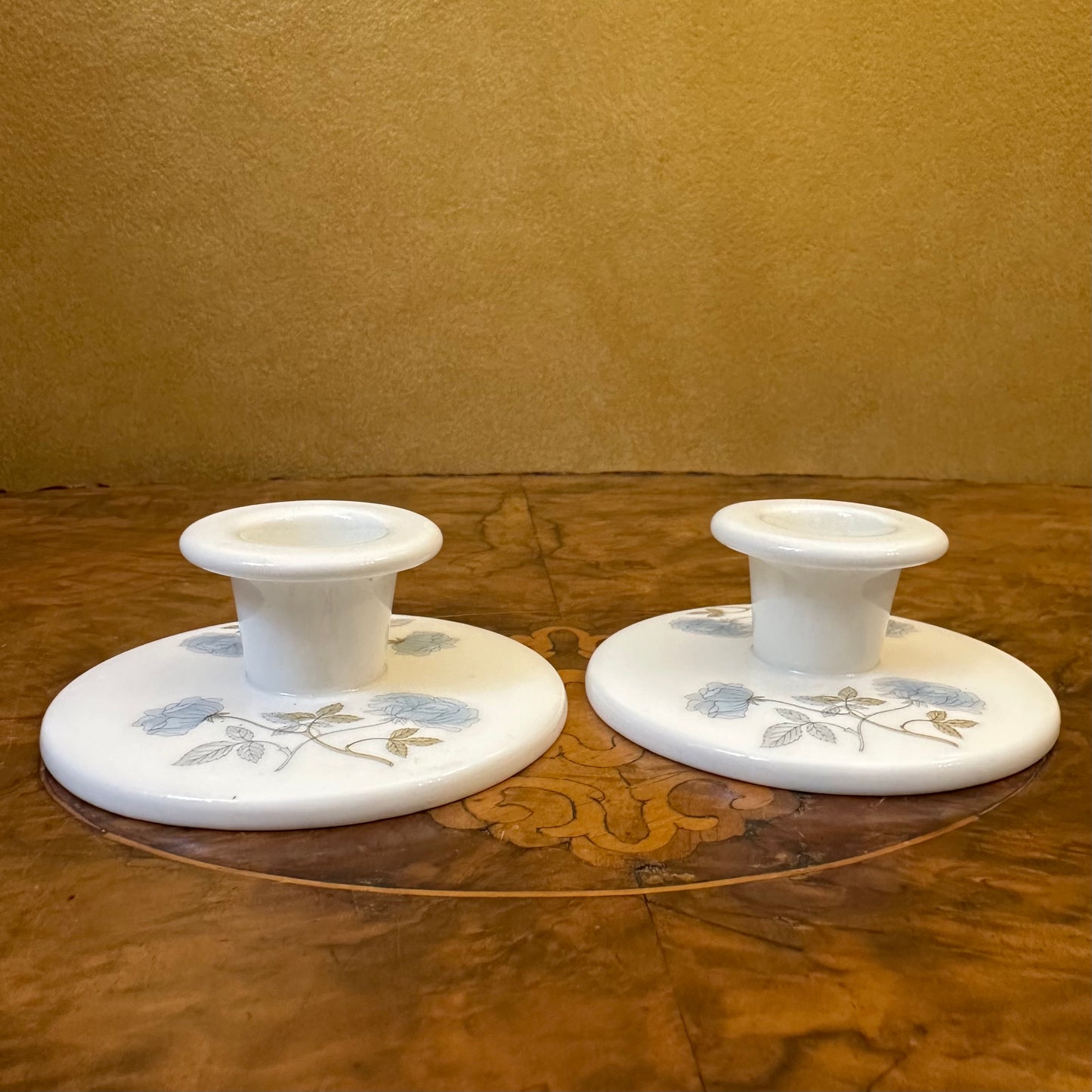 Wedgwood Ice Rose Candle Holder Pairs 