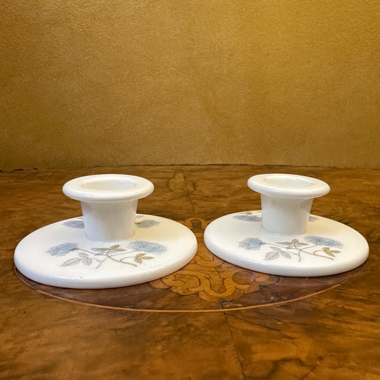 Wedgwood Ice Rose Candle Holder Pairs 
