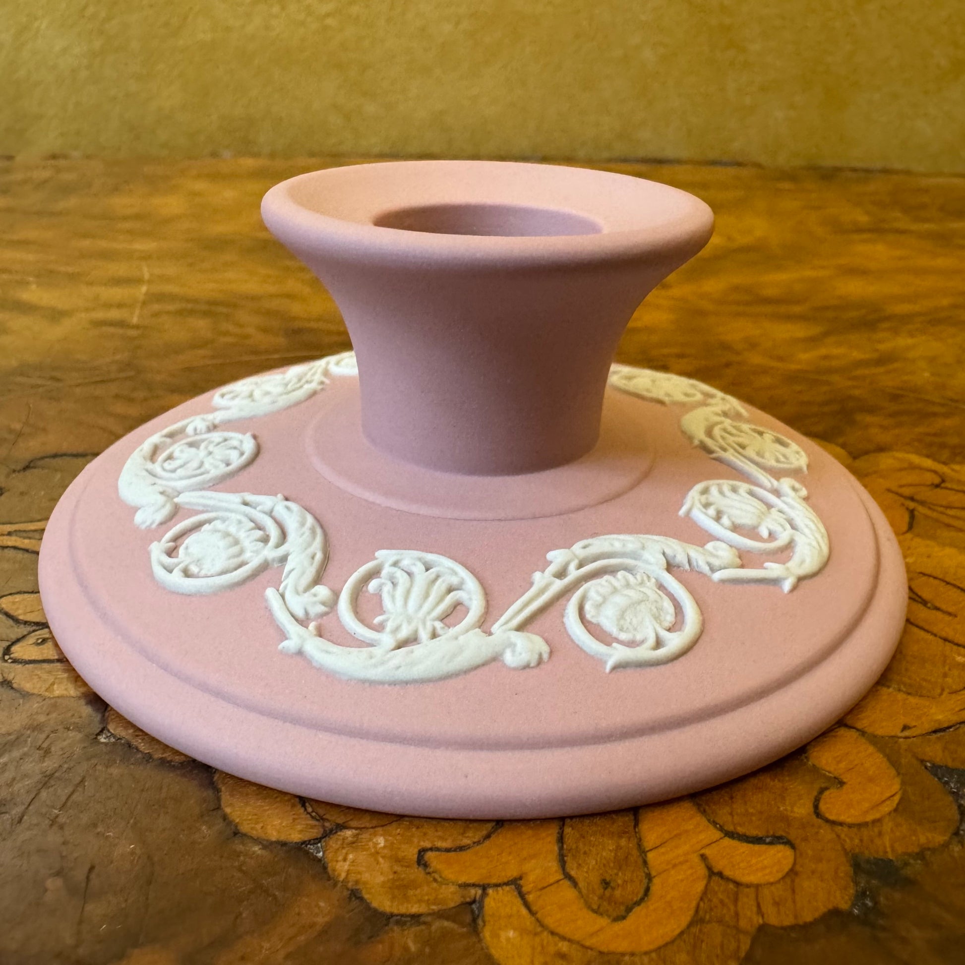 Wedgwood Pink Jasperware Candlestick 