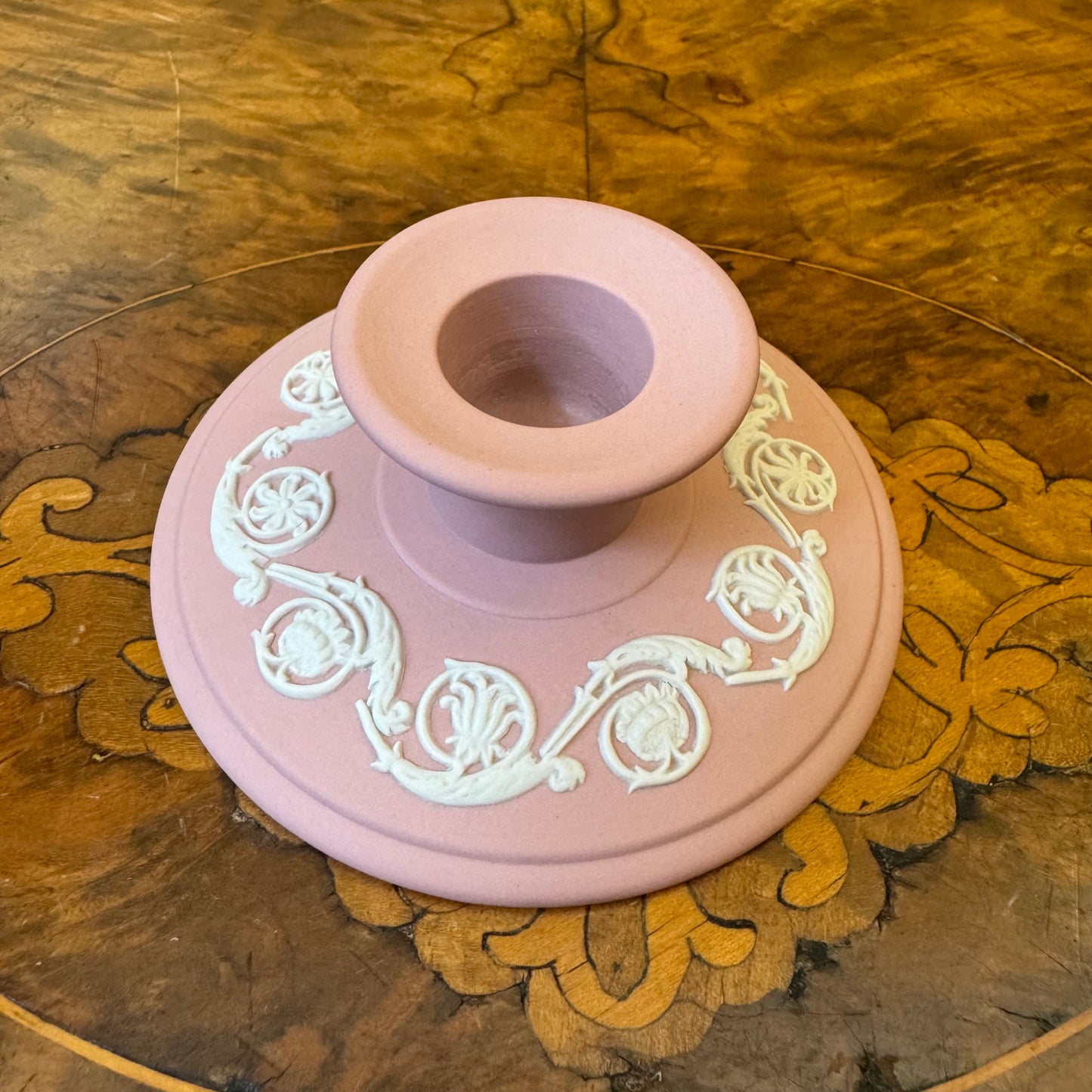 Wedgwood Pink Jasperware Candlestick Holder 