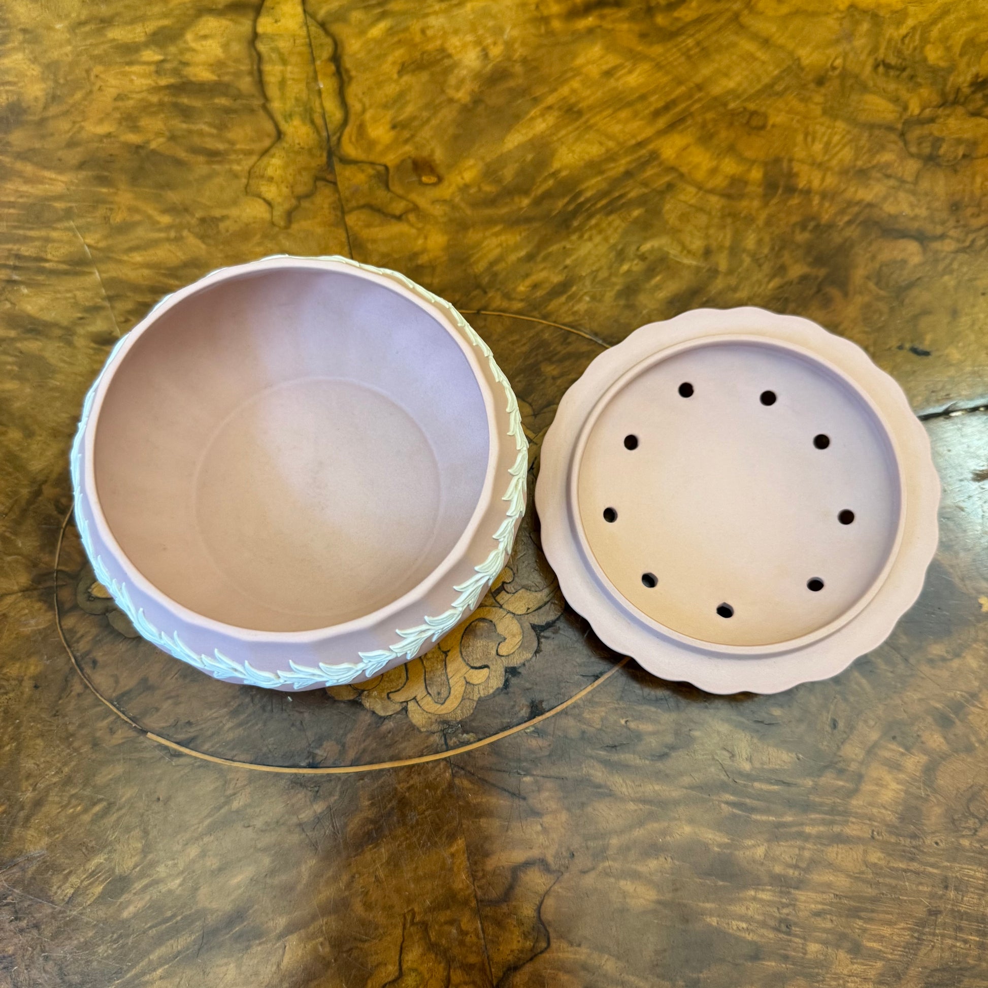 Wedgwood Pink Jasperware Dancing Hours Potpourri Box