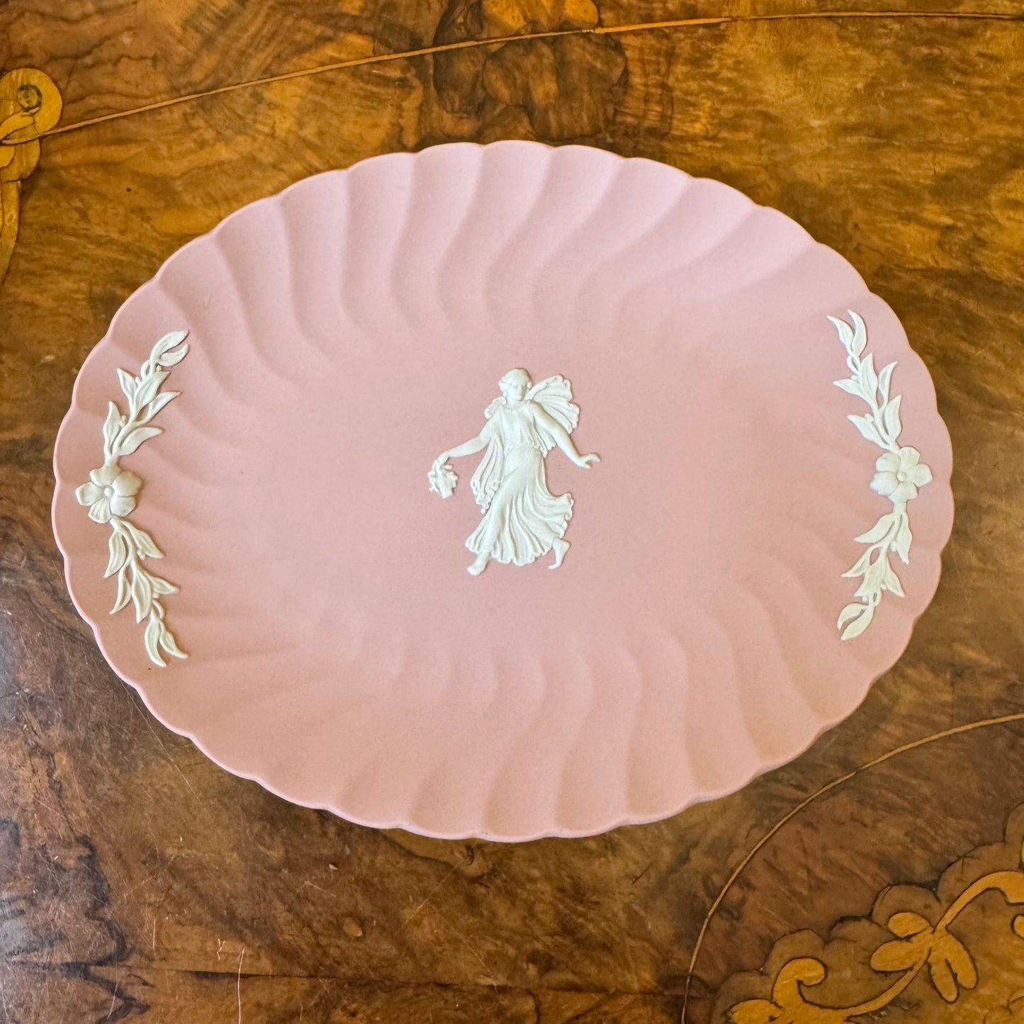 Wedgwood Pink Jasperware Oval Lady Dish Plate Tray 