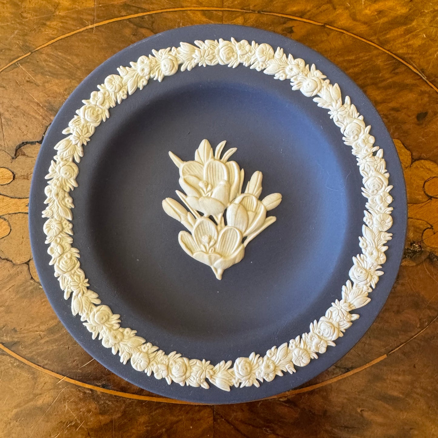 Wedgwood Portland Blue Jasperware Crocus Small Plate 