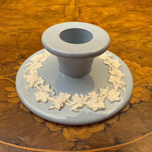 Wedgwood Queens Ware Blue Embossed Cream Candle Holder 