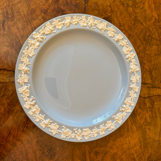 Wedgwood Queens Ware Blue Embossed Cream Dinner Plate  
