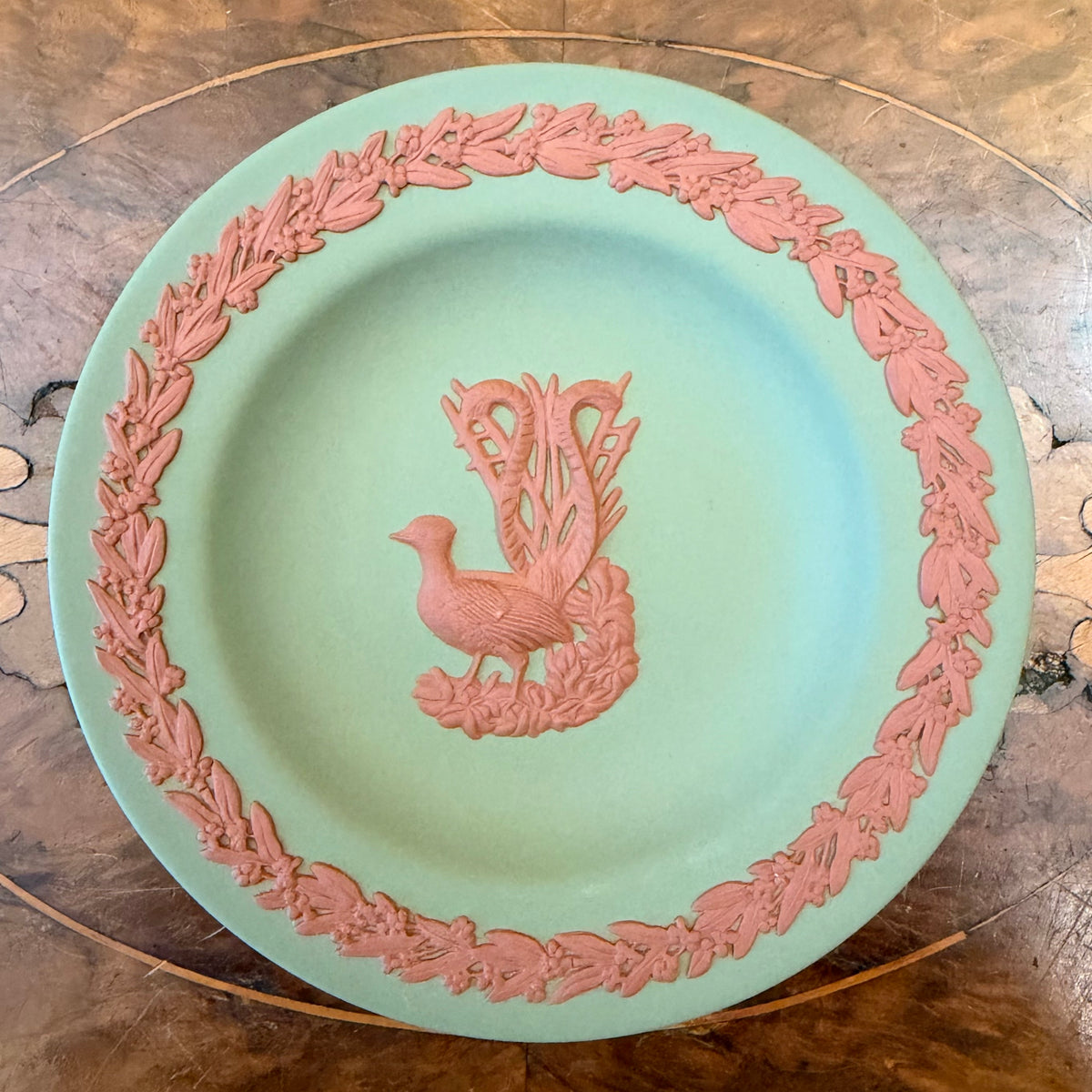 Wedgwood Sage Jasperware Lyrebird Australian Wildflower Collection Plate