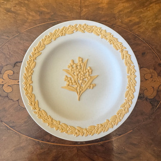 Wedgwood White On Cane Jasperware Wattle Small Dish 