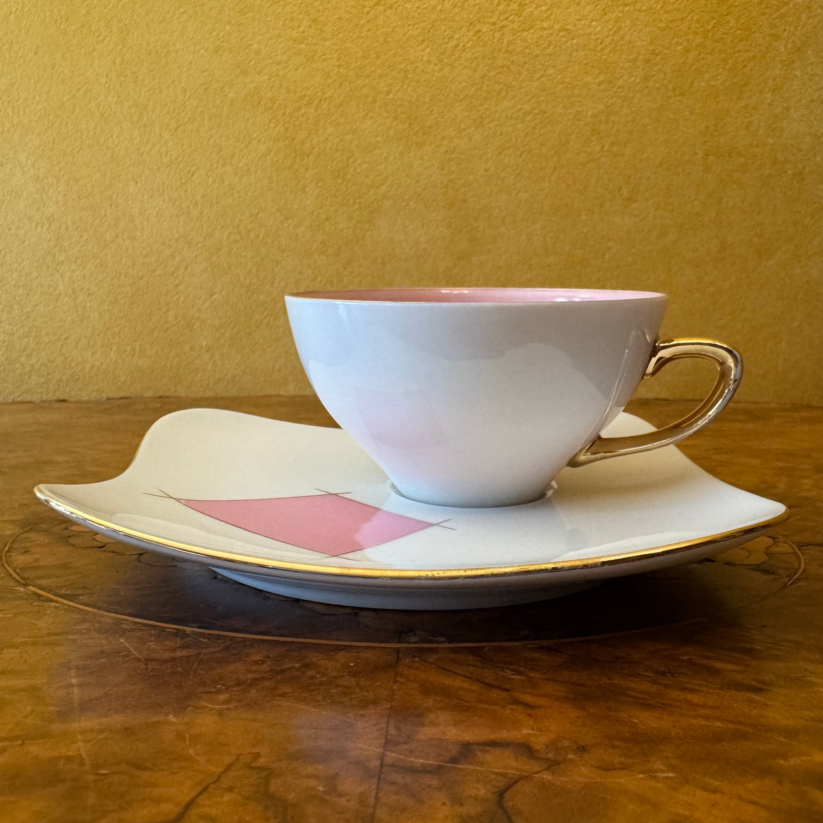 Westminster Pink Geometric Tea Cup & Saucer 