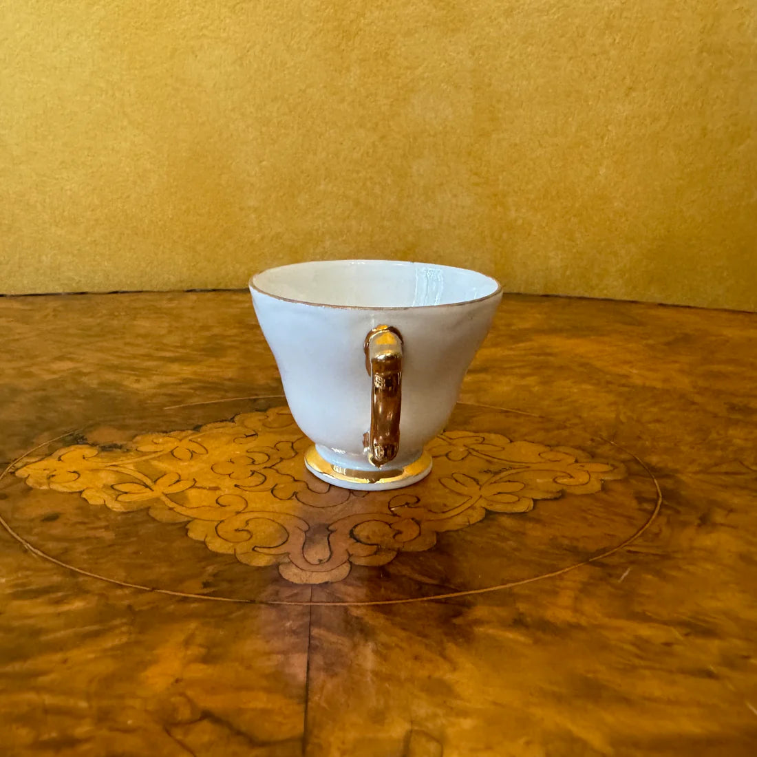 Vintage White Gold Demitasse Coffee Cup & Saucer