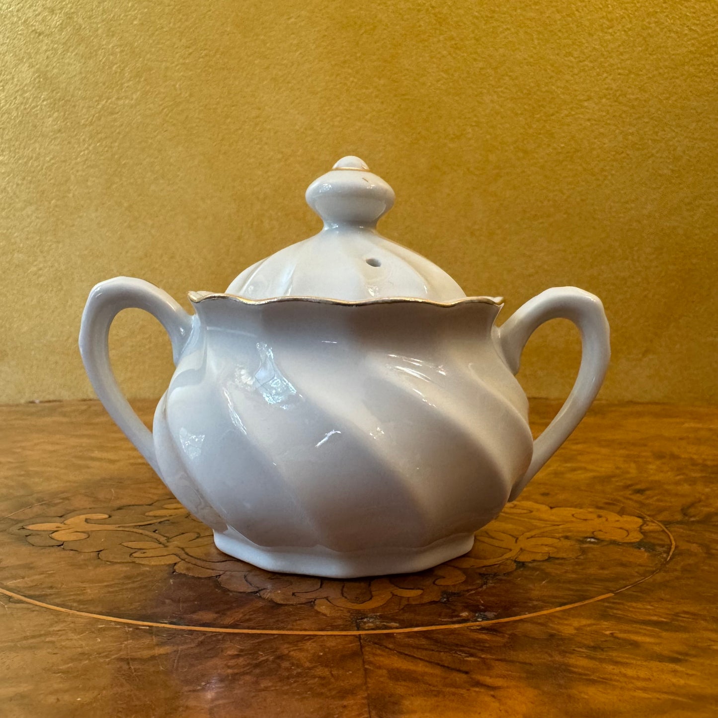  White & Gold Sugar Bowl 