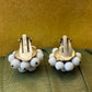 White Plastic Bead Brioch Clip On Earrings 