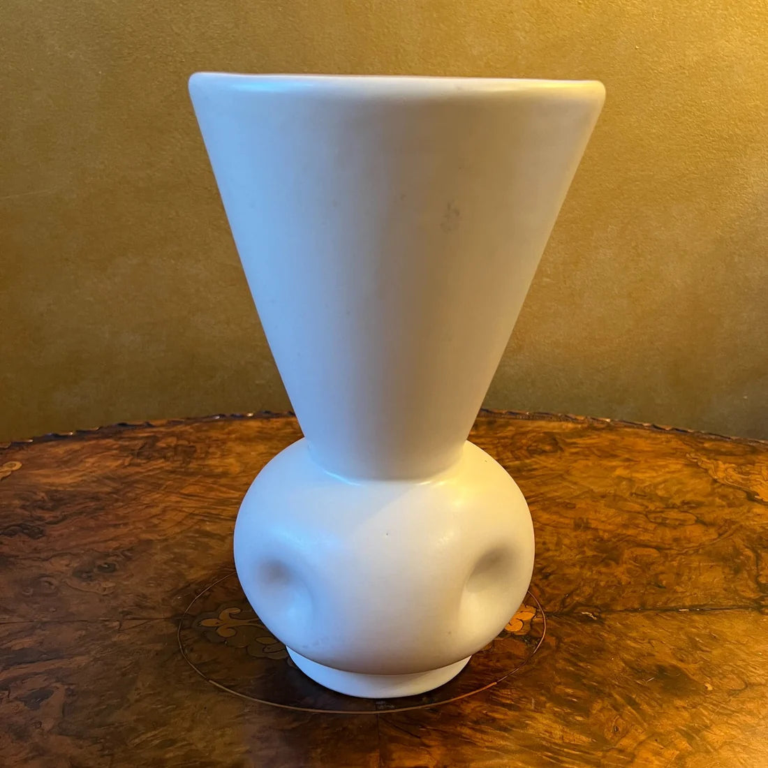 White Vase With Flower Frog