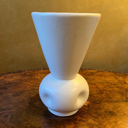 White Vase With Flower Frog